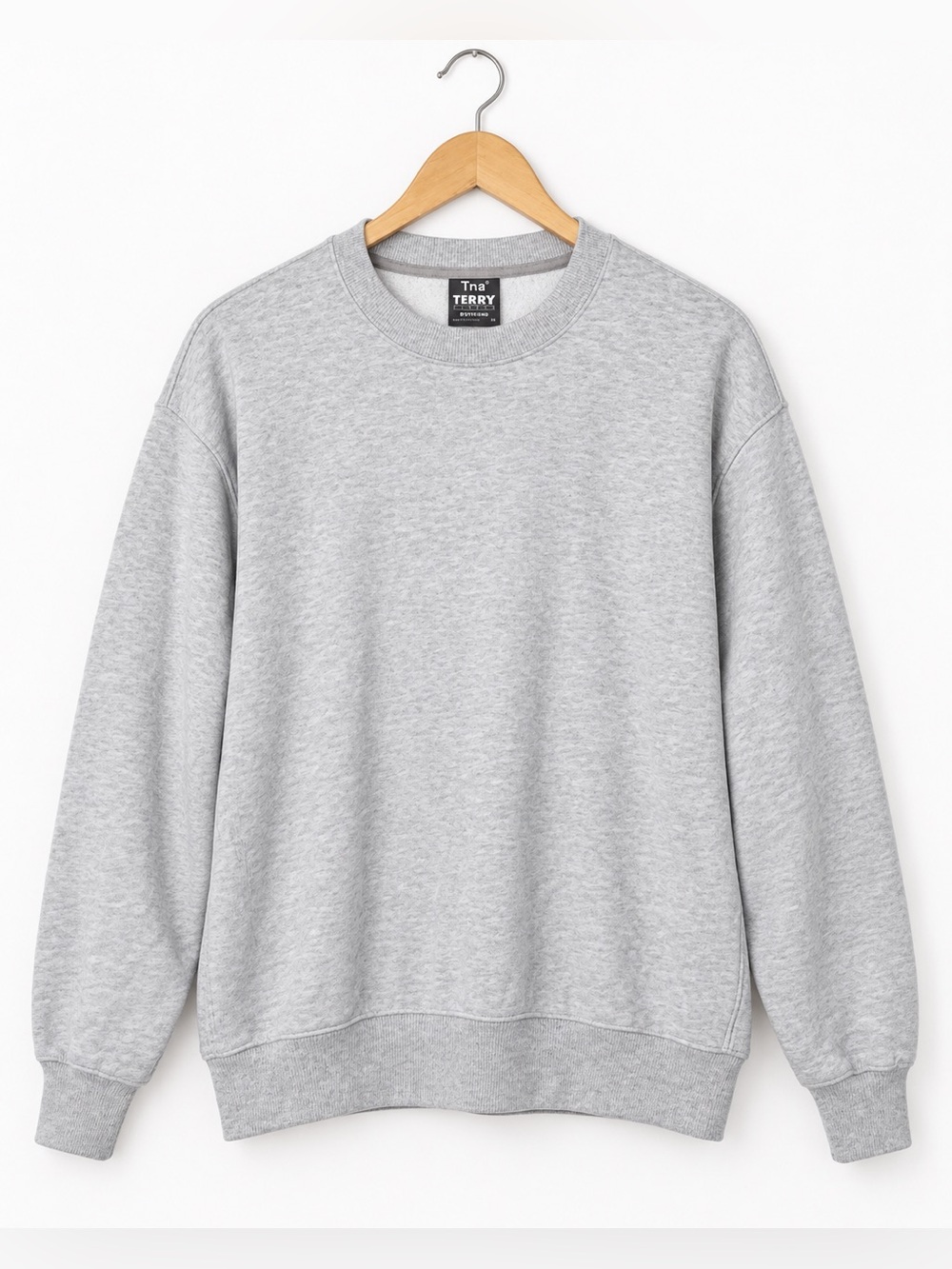 Aritzia TNA Terry Fleece Boyfriend Crew Sweatshirt Heather Grey XS